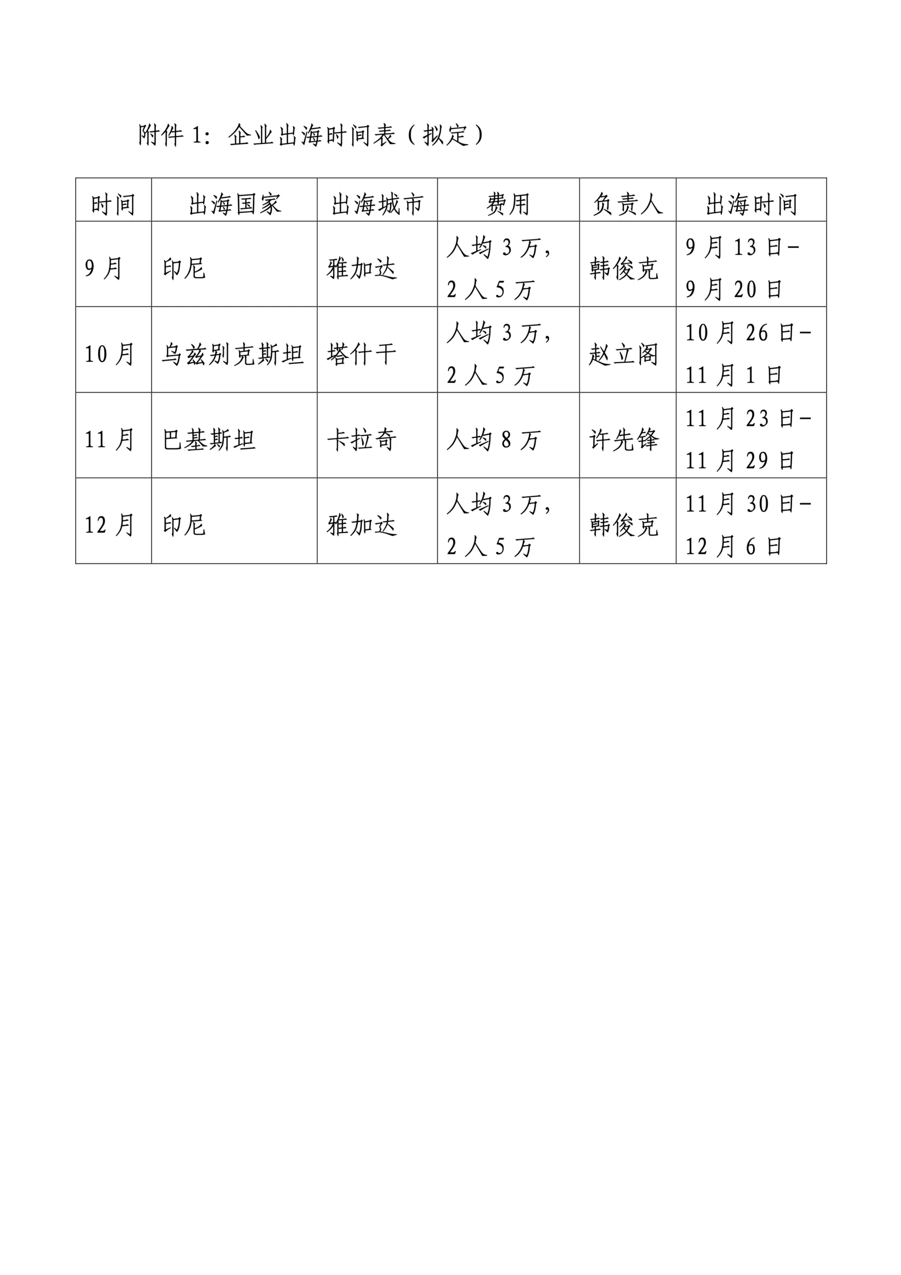 中心关于开展出海活动时间安排的通知 1